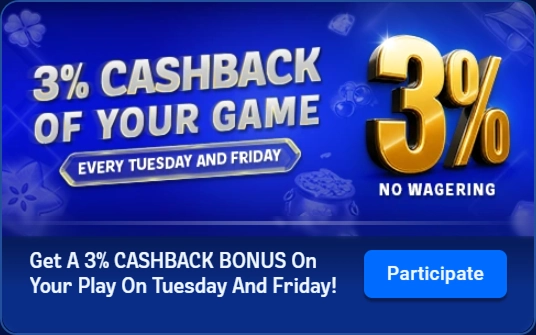 Three percent cashback every Tuesday and Friday